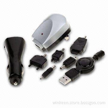 Universal USB Car/Travel Charger Kit for Cellphones, Used on PC and Car Lighter